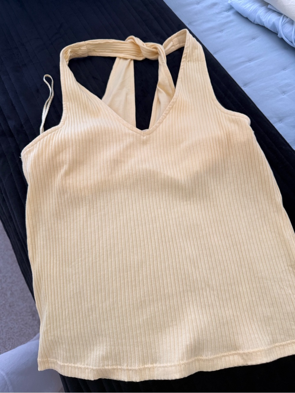 Yellow Old Navy Ribbed V-Neck Tank Top